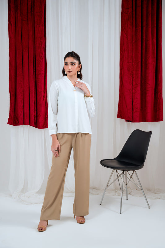 Beige Wide Pants