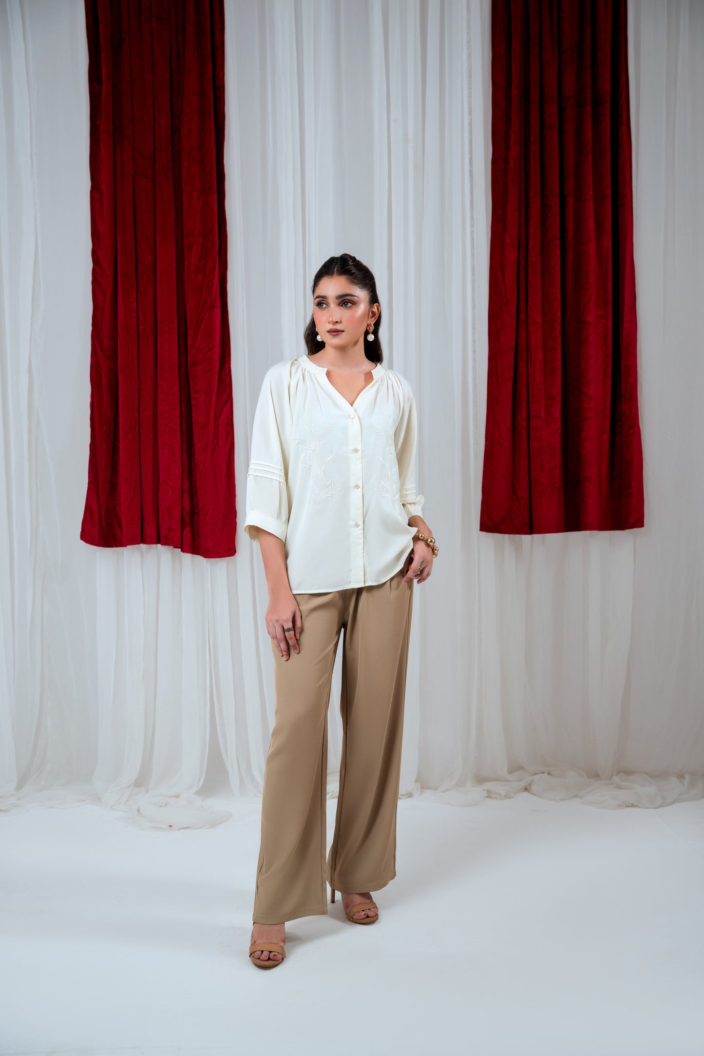 Beige Wide Pants